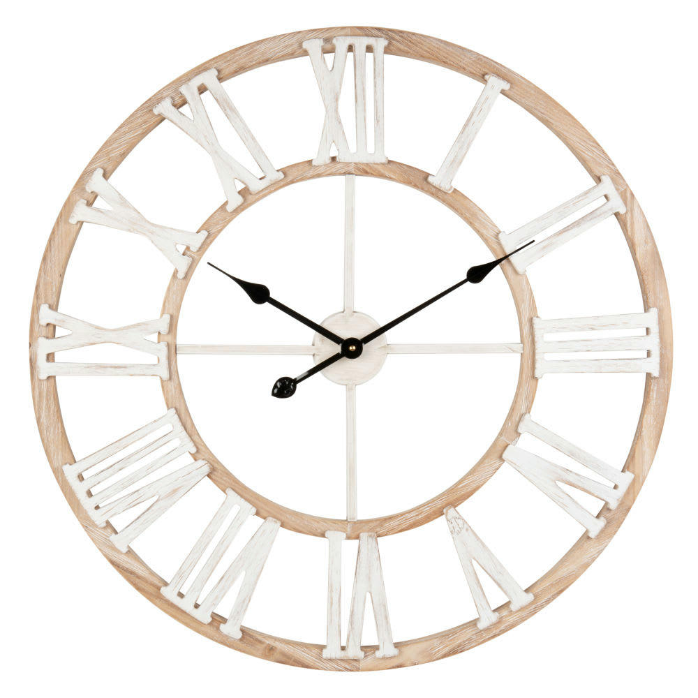 IRVINE - Horloge murale coloris naturel et blanc D70