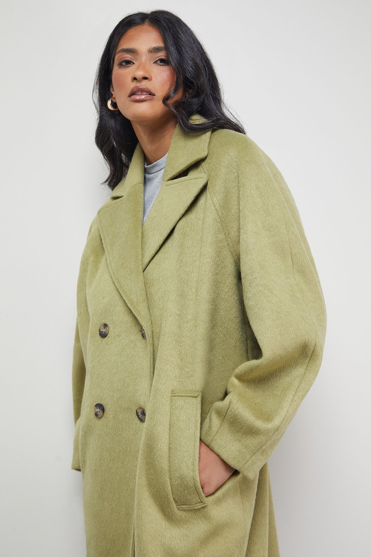 Warehouse Oversized Pleat Back Detail Maxi Coat