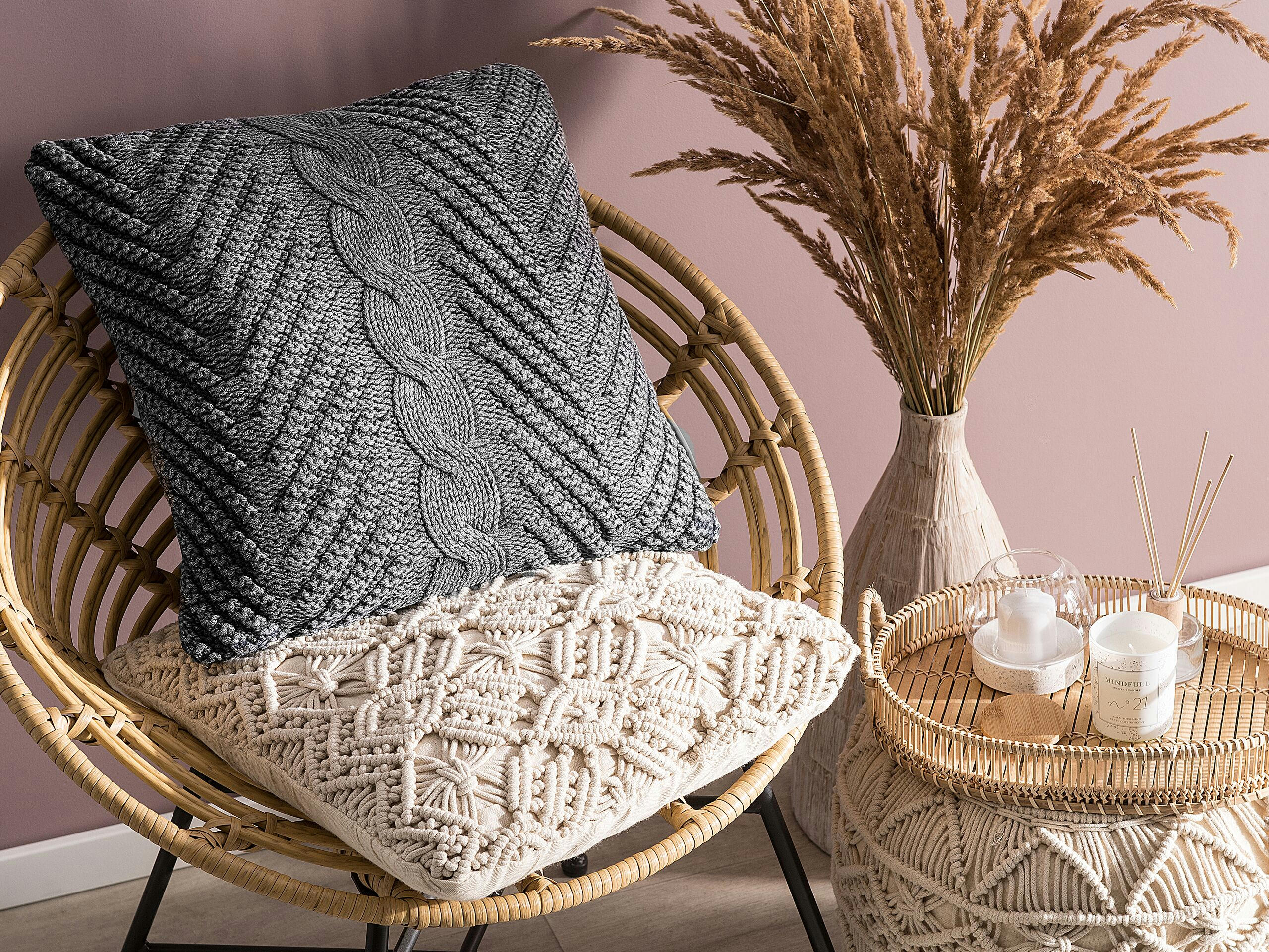 KONNI - Coussin décoratif en tissu gris 45x10cm