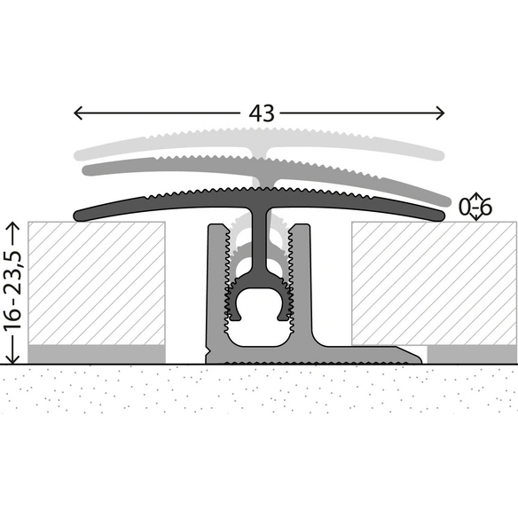 Übergangsprofil »PROFI-TEC XXL«, BxH: 43 x 20 mm, verdeckte Befestigung