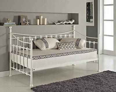 KOSY KOALA Daybed Without Trundle White 3ft Single Bed with 1 Mattress Metal Bedroom Living Room