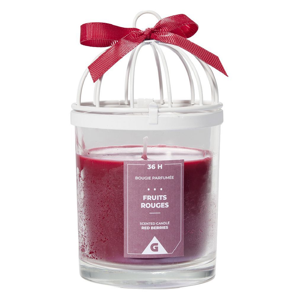 Bougie cage à oiseau senteur fruits rouges 36H