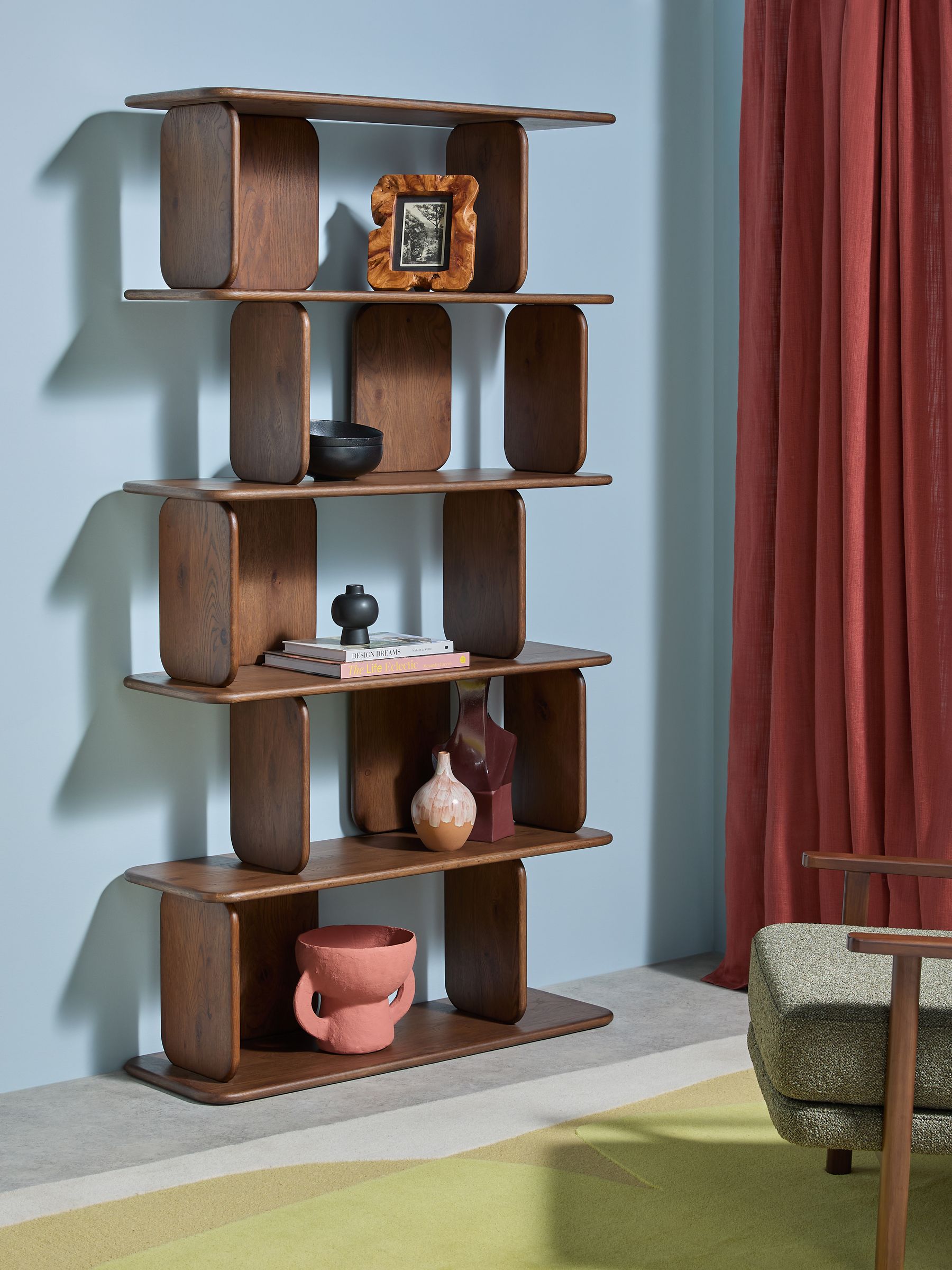 Nyla Tall Shelving Unit in Dark Stain Oak