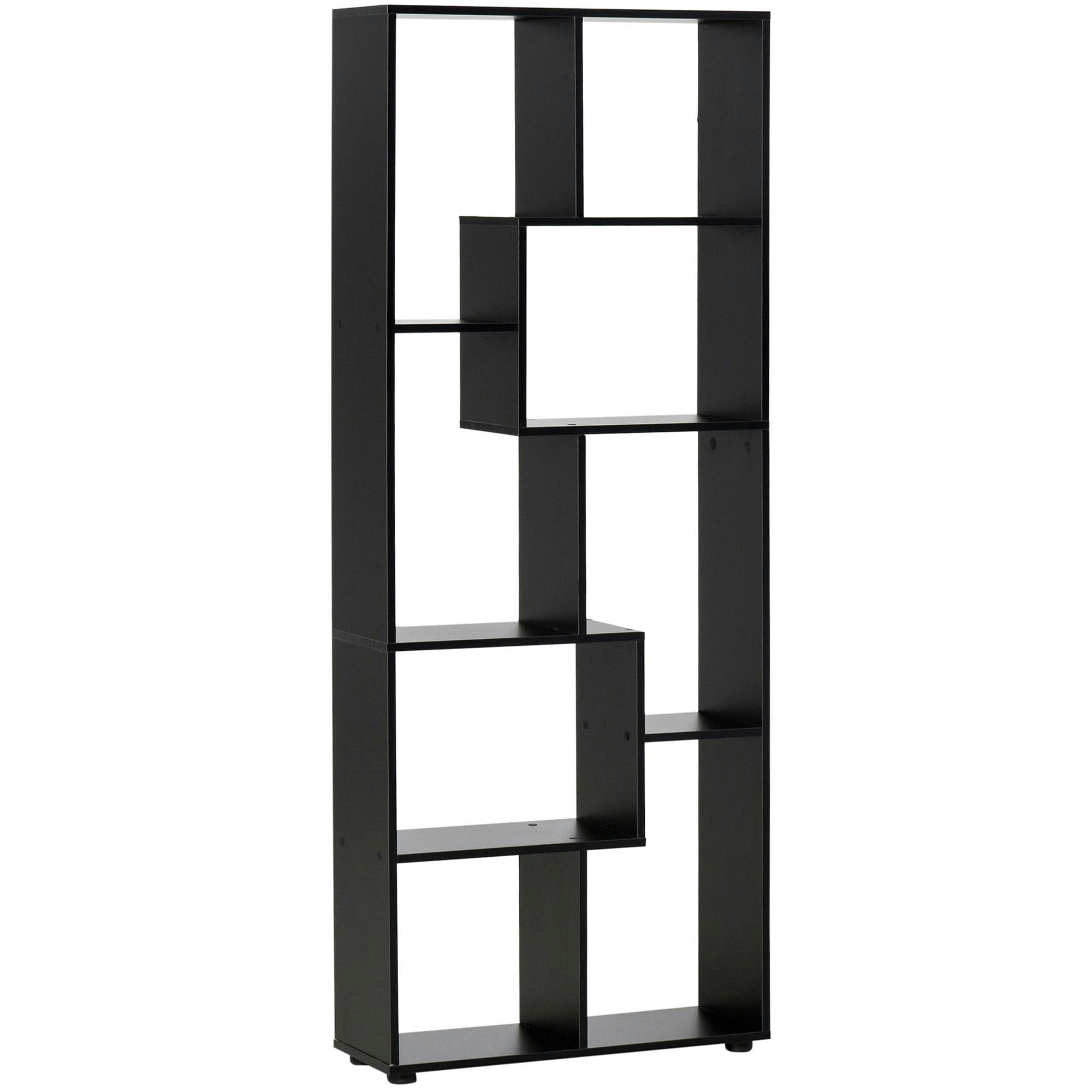 - Bibliothèque étagère zig zag contemporain panneaux aspect bois noir