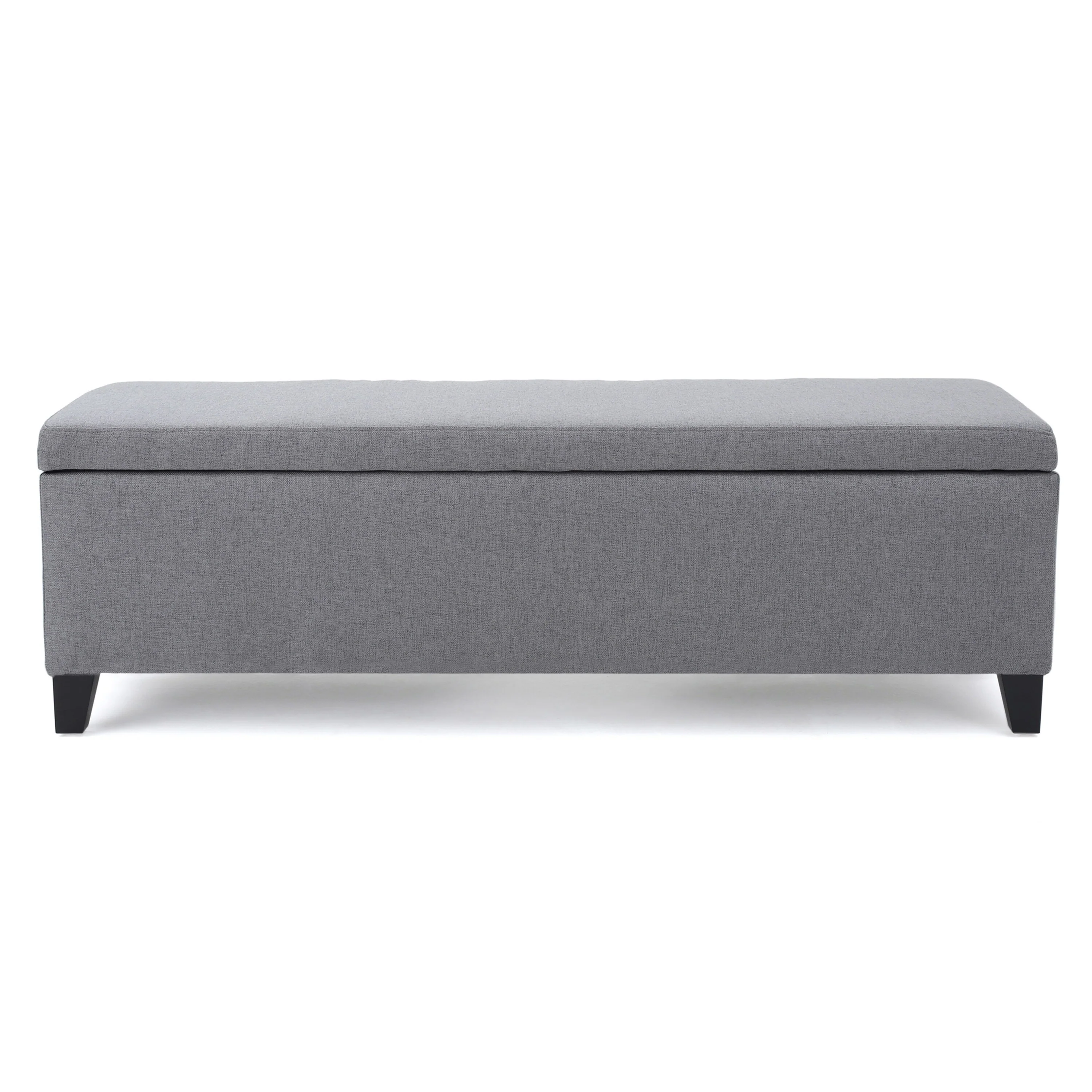 Flash Storage Ottoman Bench, Light Gray Fabric, Gray Wood, 51 Inch