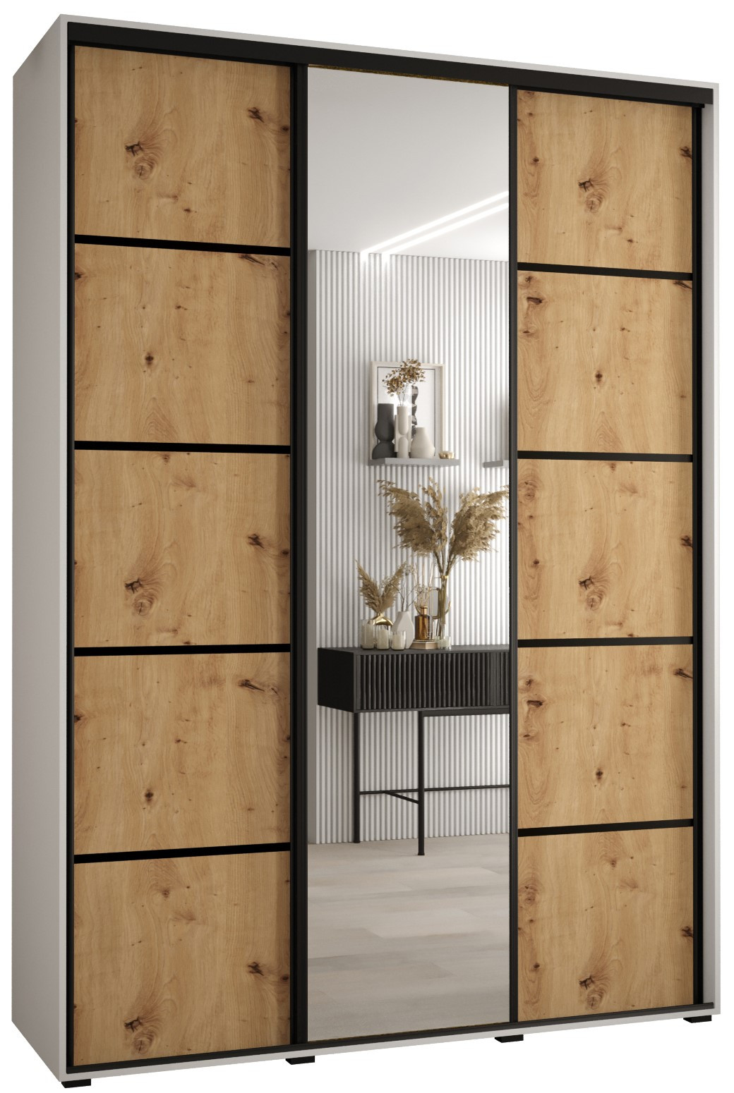 Szafa przesuwna 45 wysoka Davos 5 170 biały artisan czarny