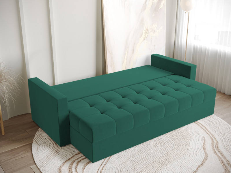 Sofa rozkładana z funkcją spania HOT trzyosobowa zielona