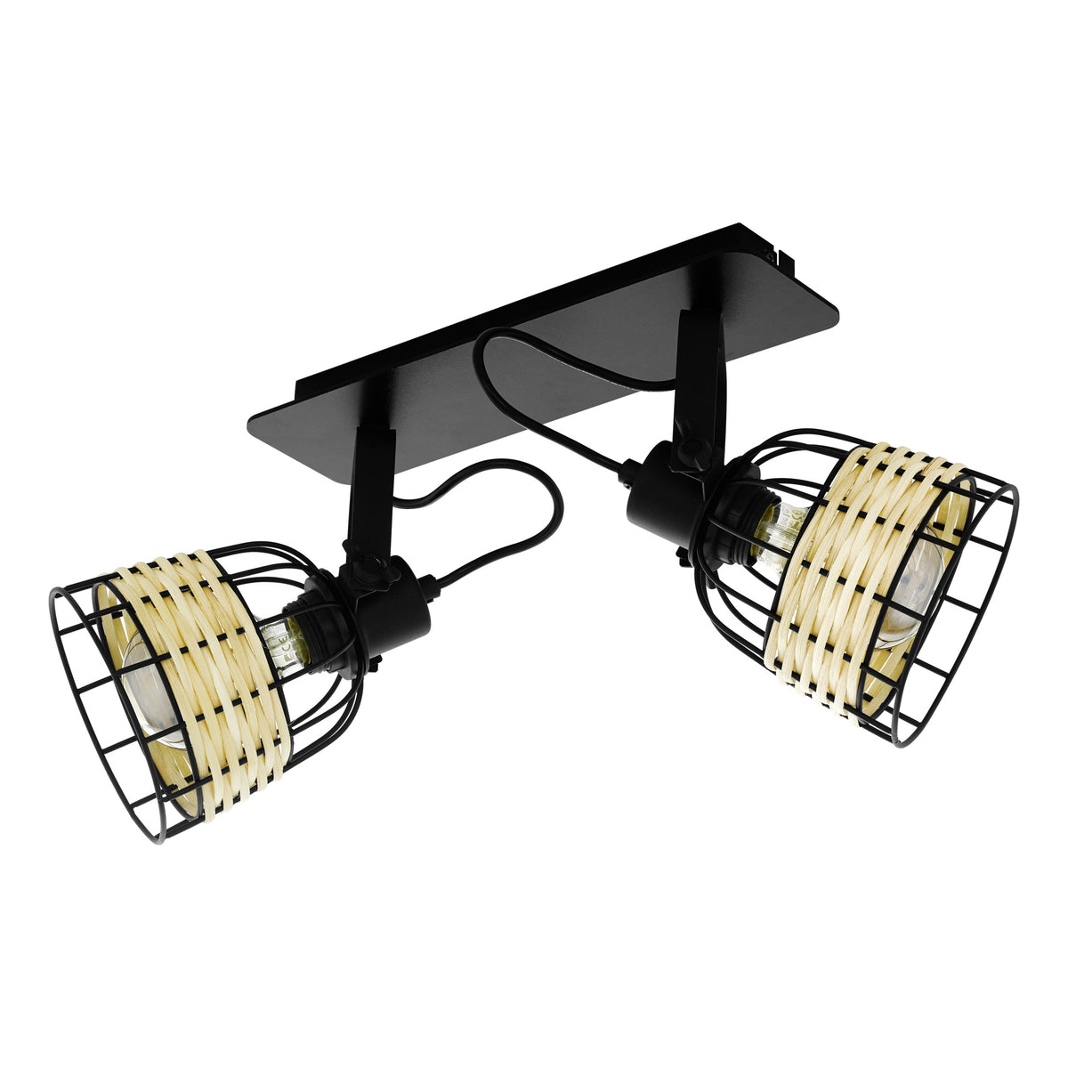EGLO spot Anwick 1 - e27 - 48 cm - zwart/rotan