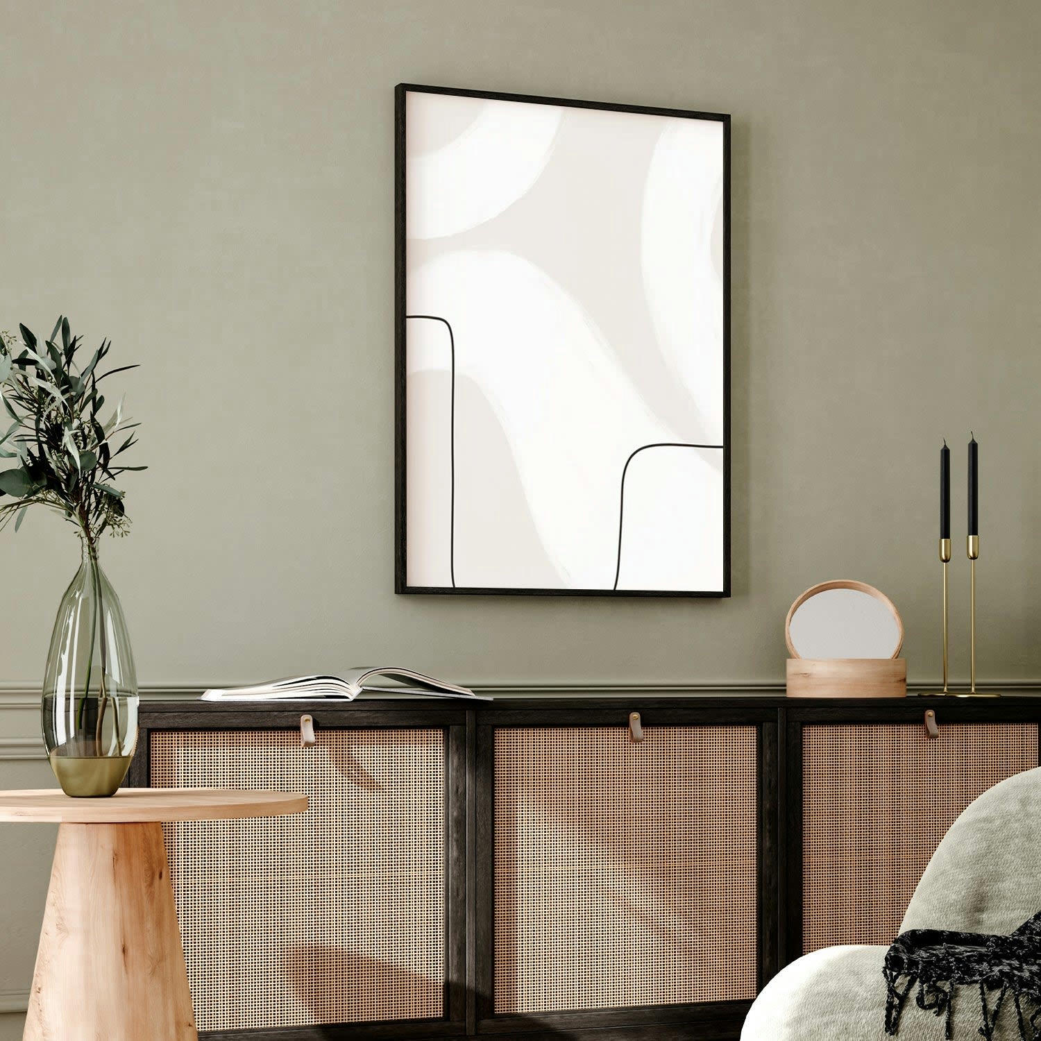 MINIMALISMO - Affiche avec cadre noir -  lignes minimalistes - 30x40