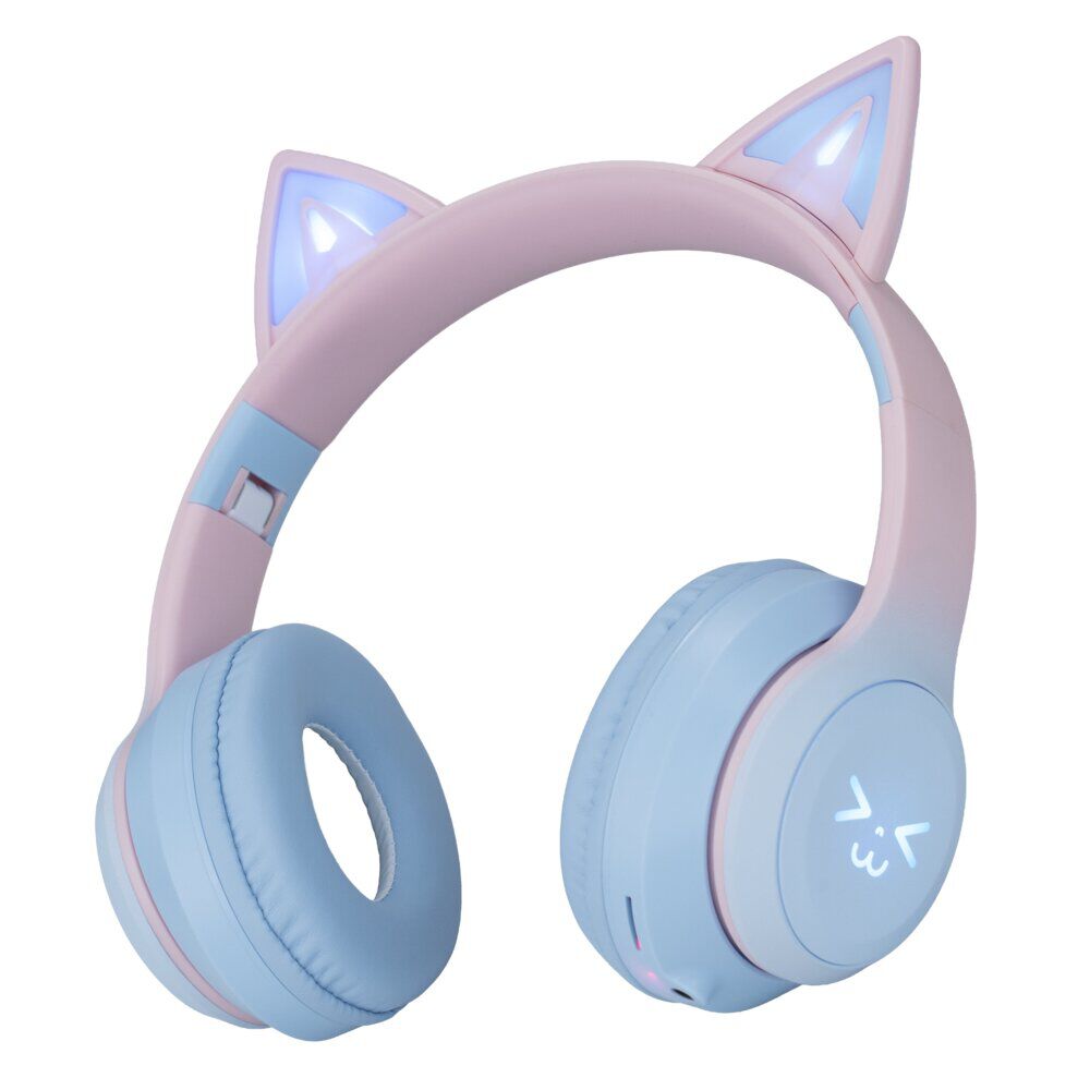 Casque audio enfant oreille chat LED RGB bluetooth USBC et micro (3 modèles)