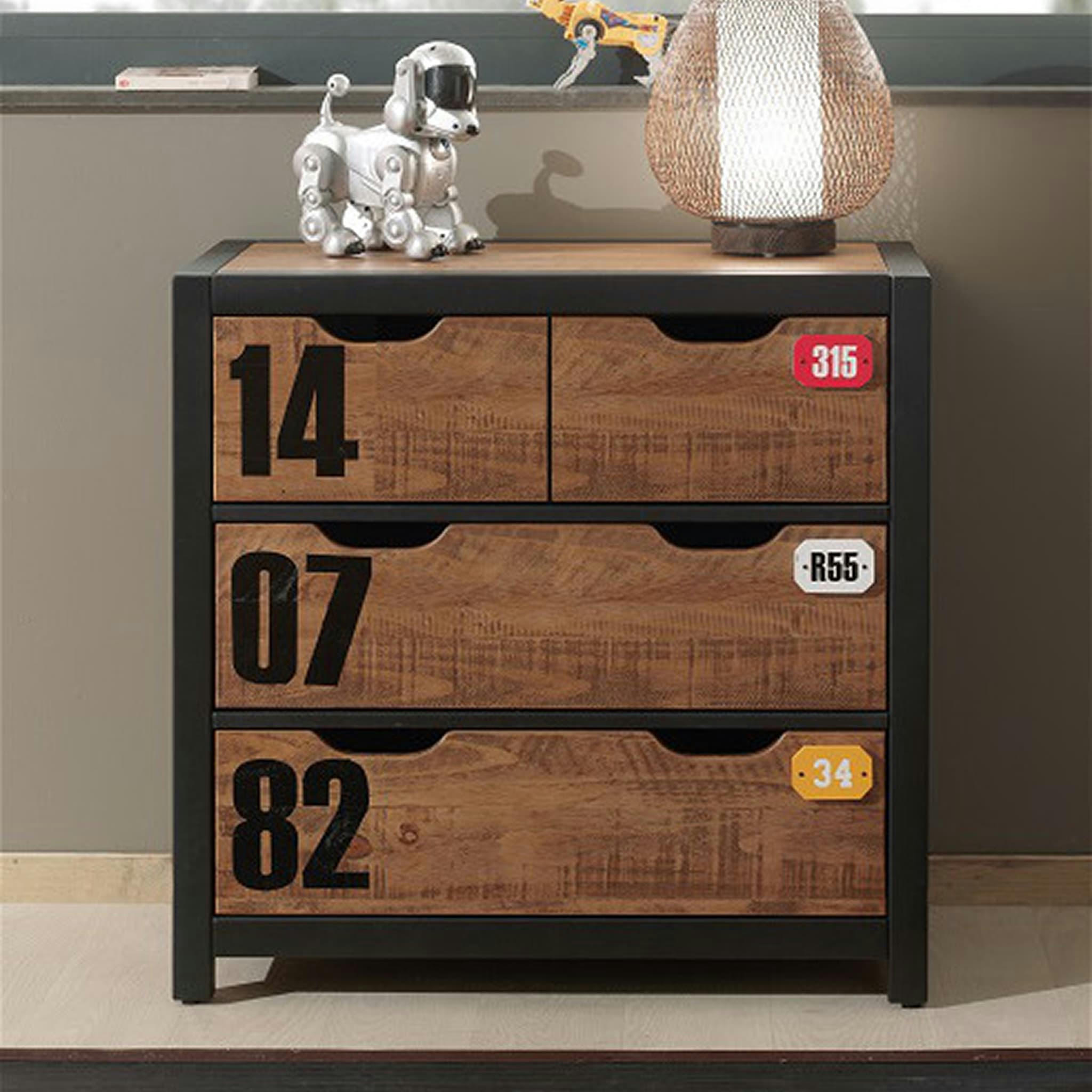 - Commode 4 tiroirs bois naturel