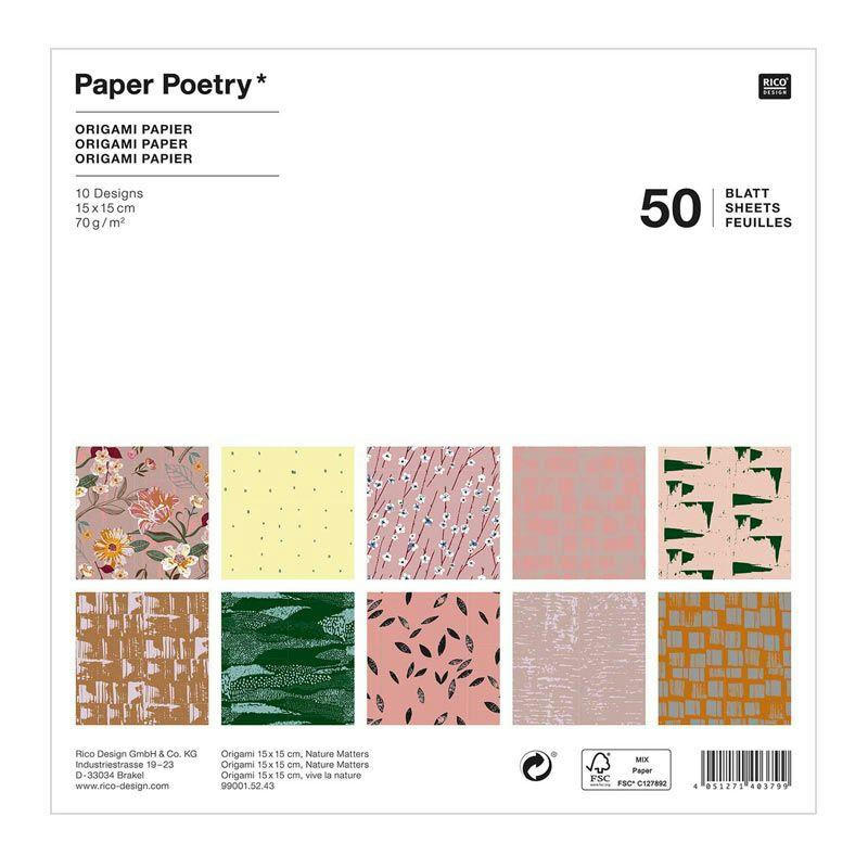 NATURE - 50 feuilles pour origami nature 15x15cm