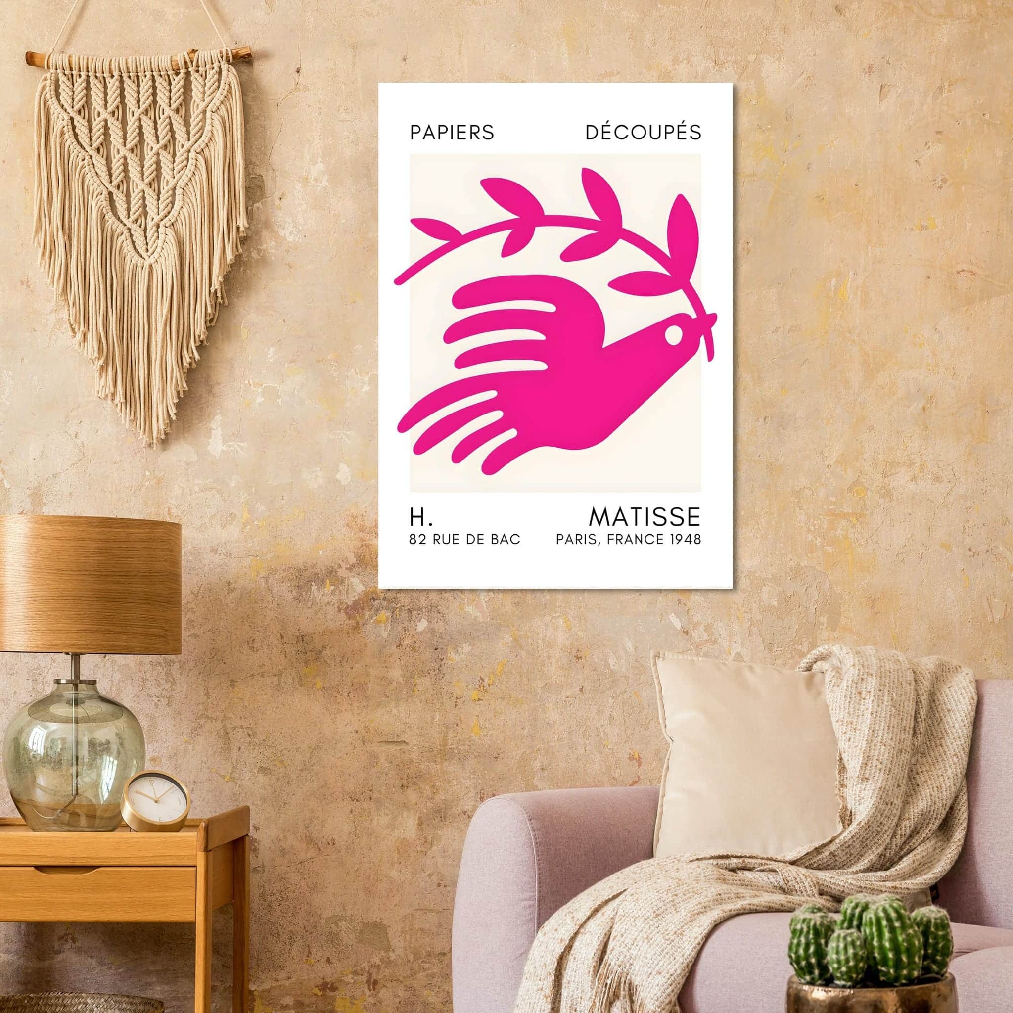 Artfulprints Poster Matisse - Peace dove pink  - 70x100 cm - Roze