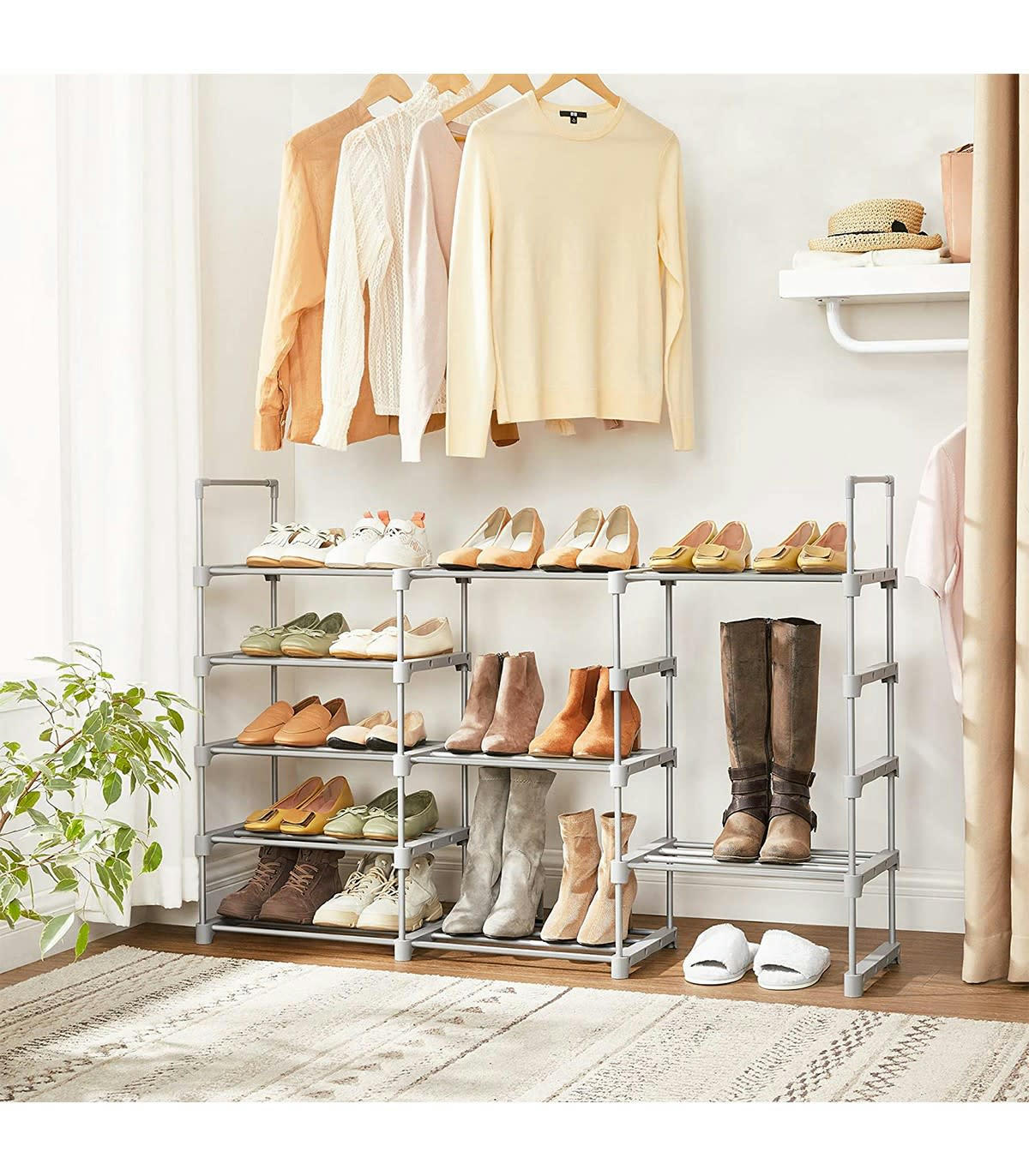 - Etagère à chaussures en fer gris avec 10 niveaux modulables - H174 cm