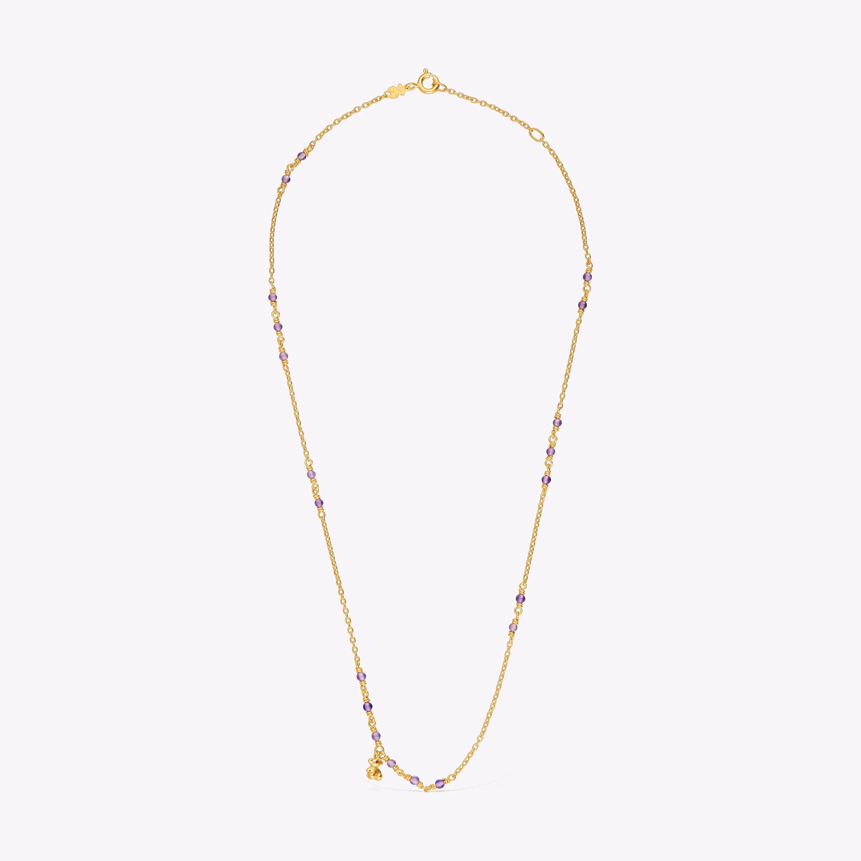 Collar con baño de oro 18 kt sobre plata y amatista Bold Bear