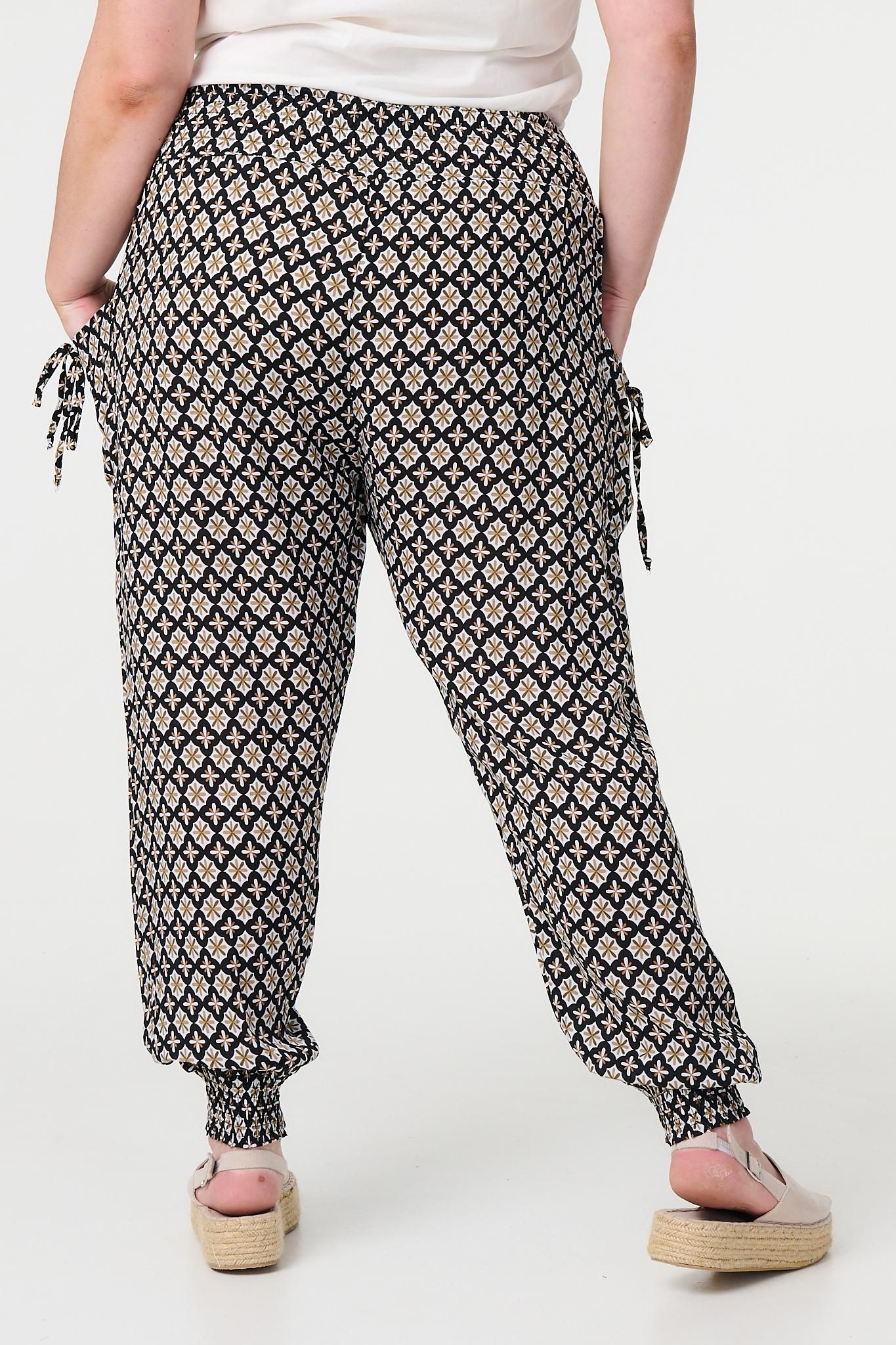 Izabel London Mosaic Print Shirred Harem Pants