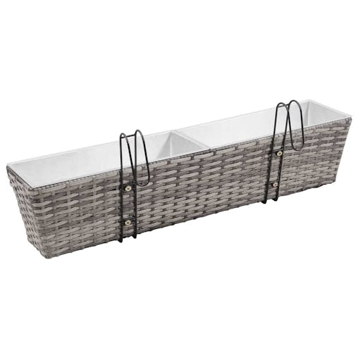NNEVL Balcony Raised Beds 2 pcs 80 cm Grey Poly Rattan