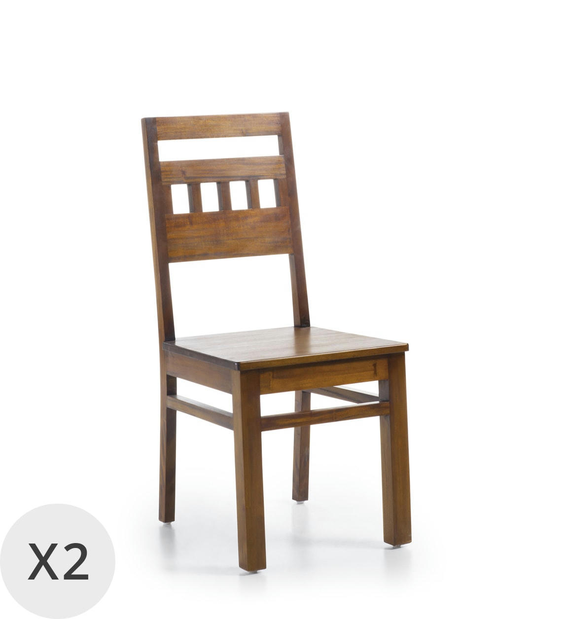 FLAMINGO - Set de 2 chaises en bois marron