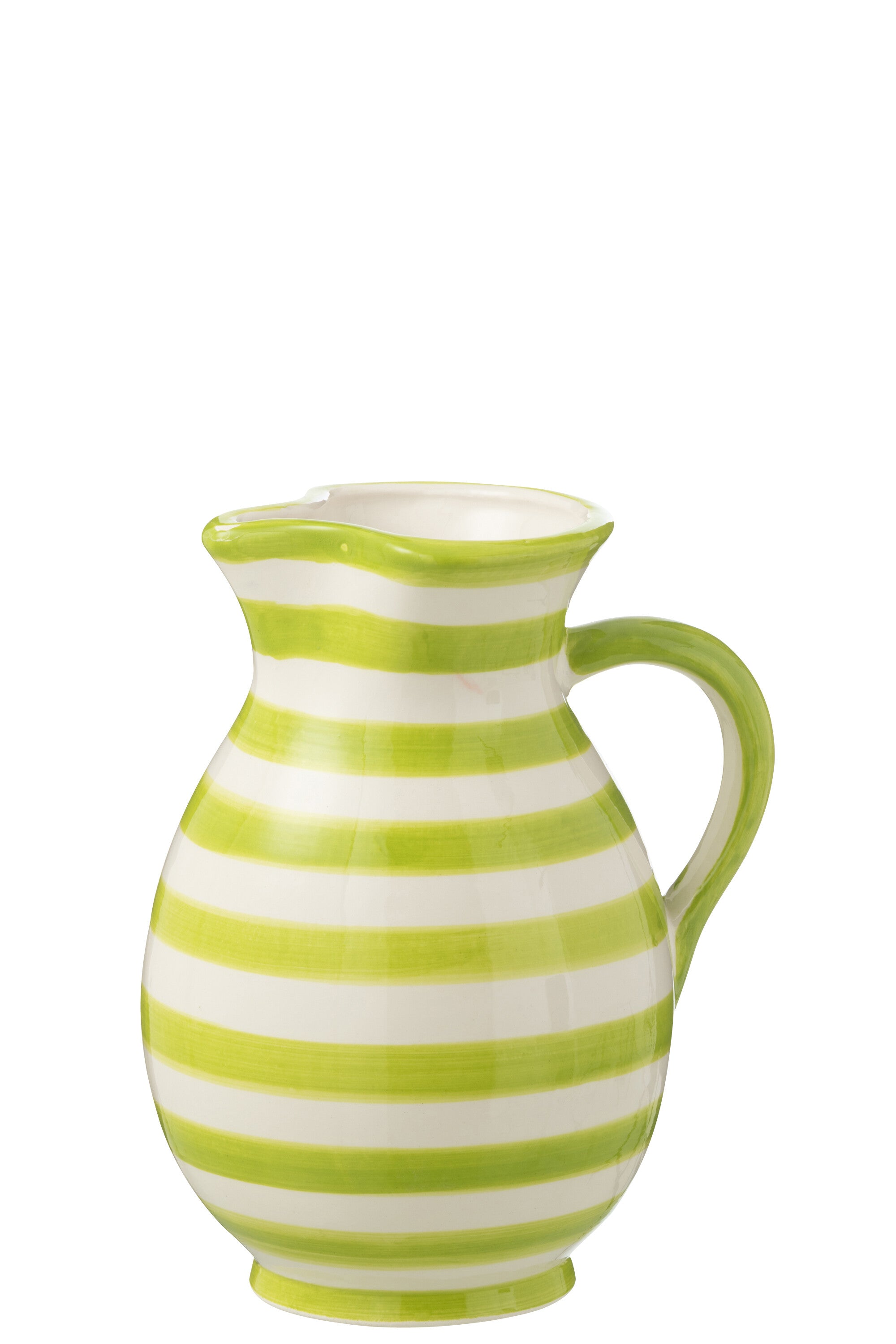 J-Line kruik Granada Stripes - keramiek - wit/groen - medium