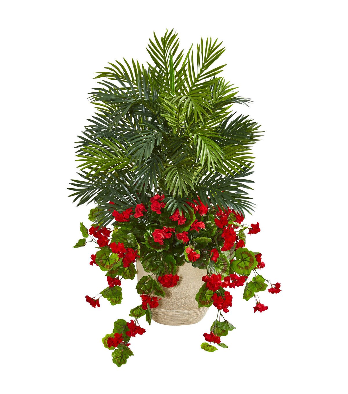 Nearly Natural 3.5' Geranium & Areca Palm Artificial Plant