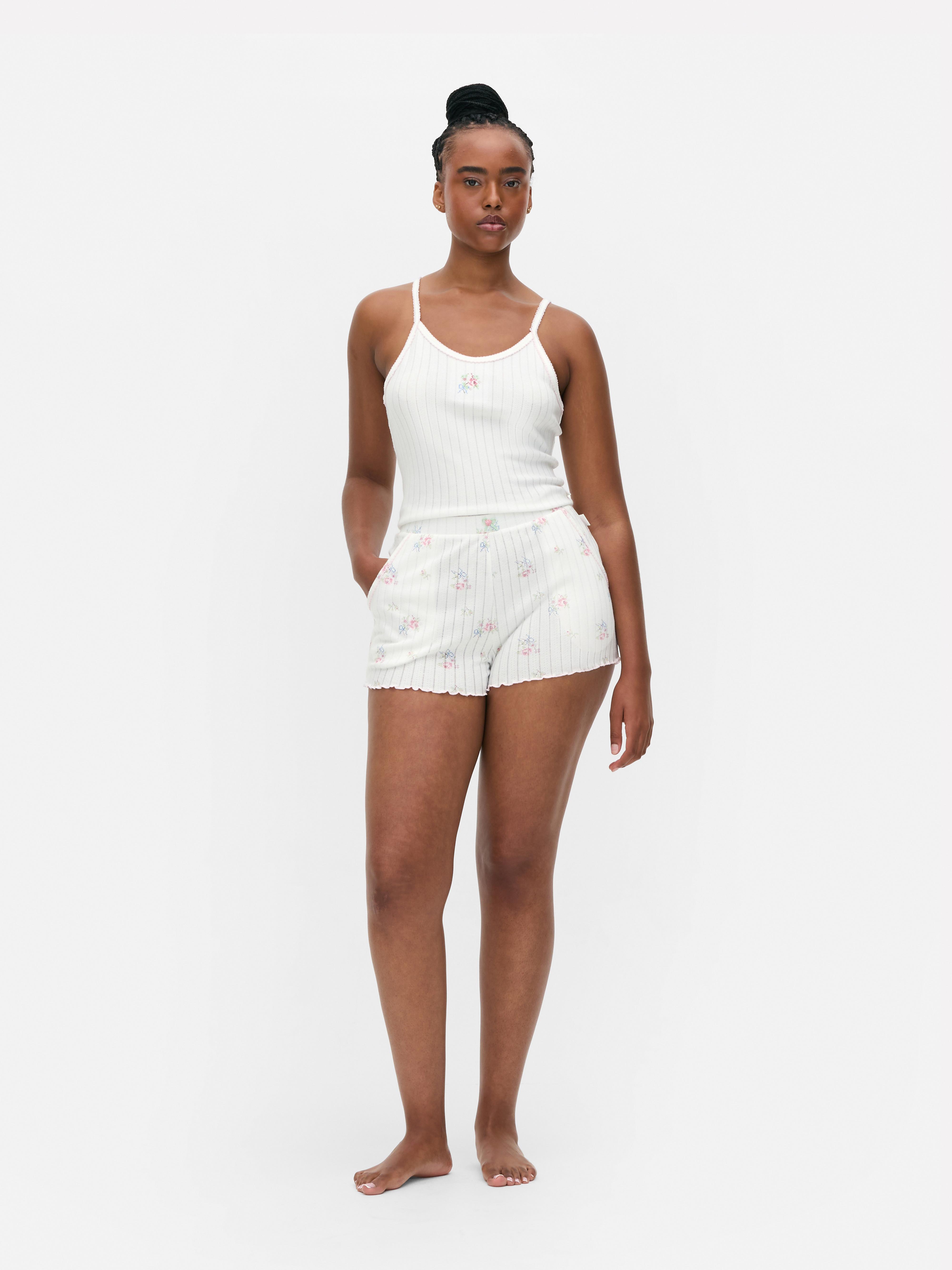Floral Pointelle Pajama Shorts