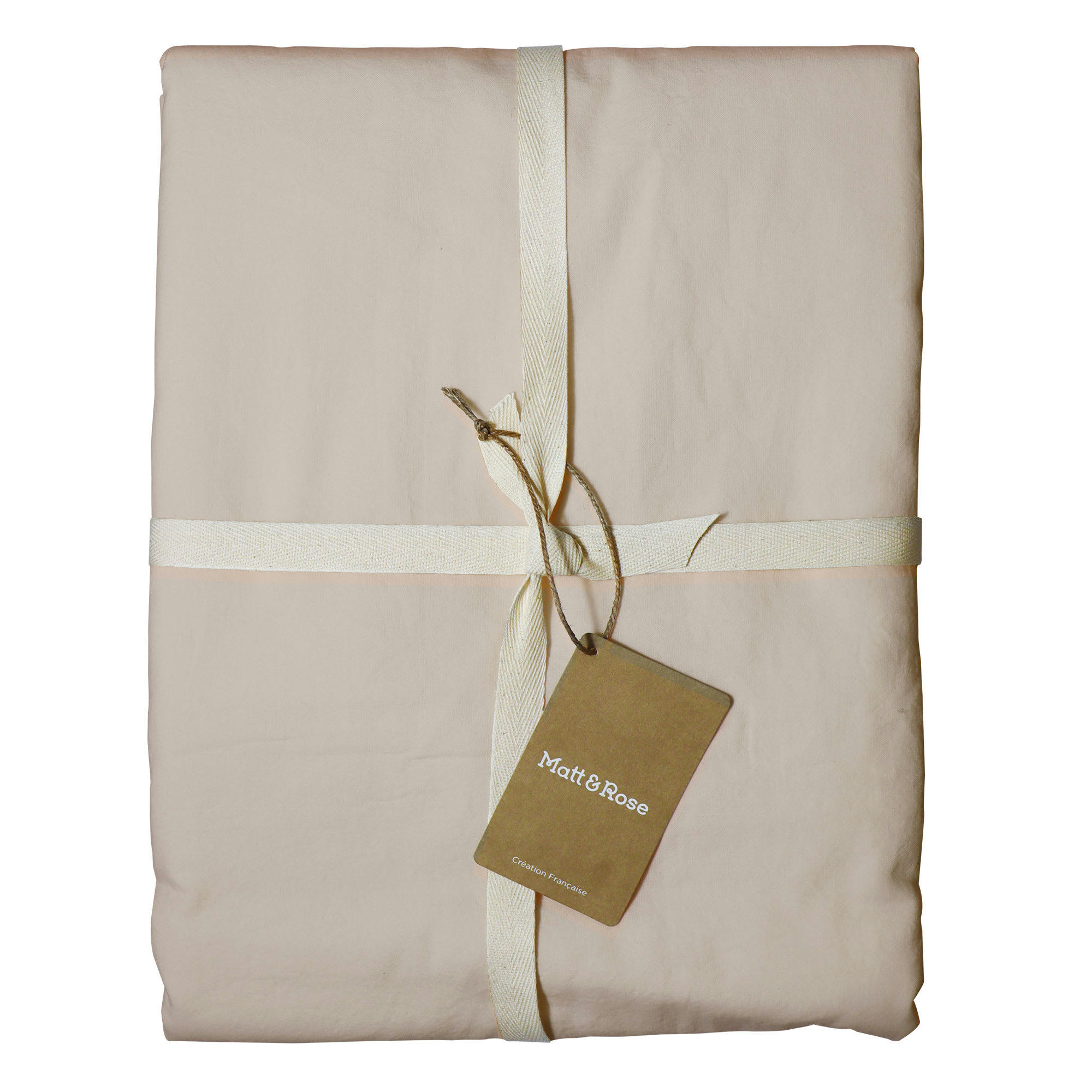 COTON LAVÉ VOLANT - Parure de lit unie en coton lavé Lin 260x240+2x65x65cm