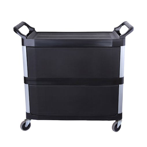 SOGA 3 Tier Covered Food Trolley Mechanic Kitchen Black