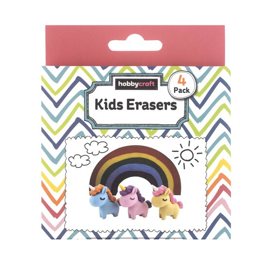 Unicorn and Rainbow Erasers 4 Pack