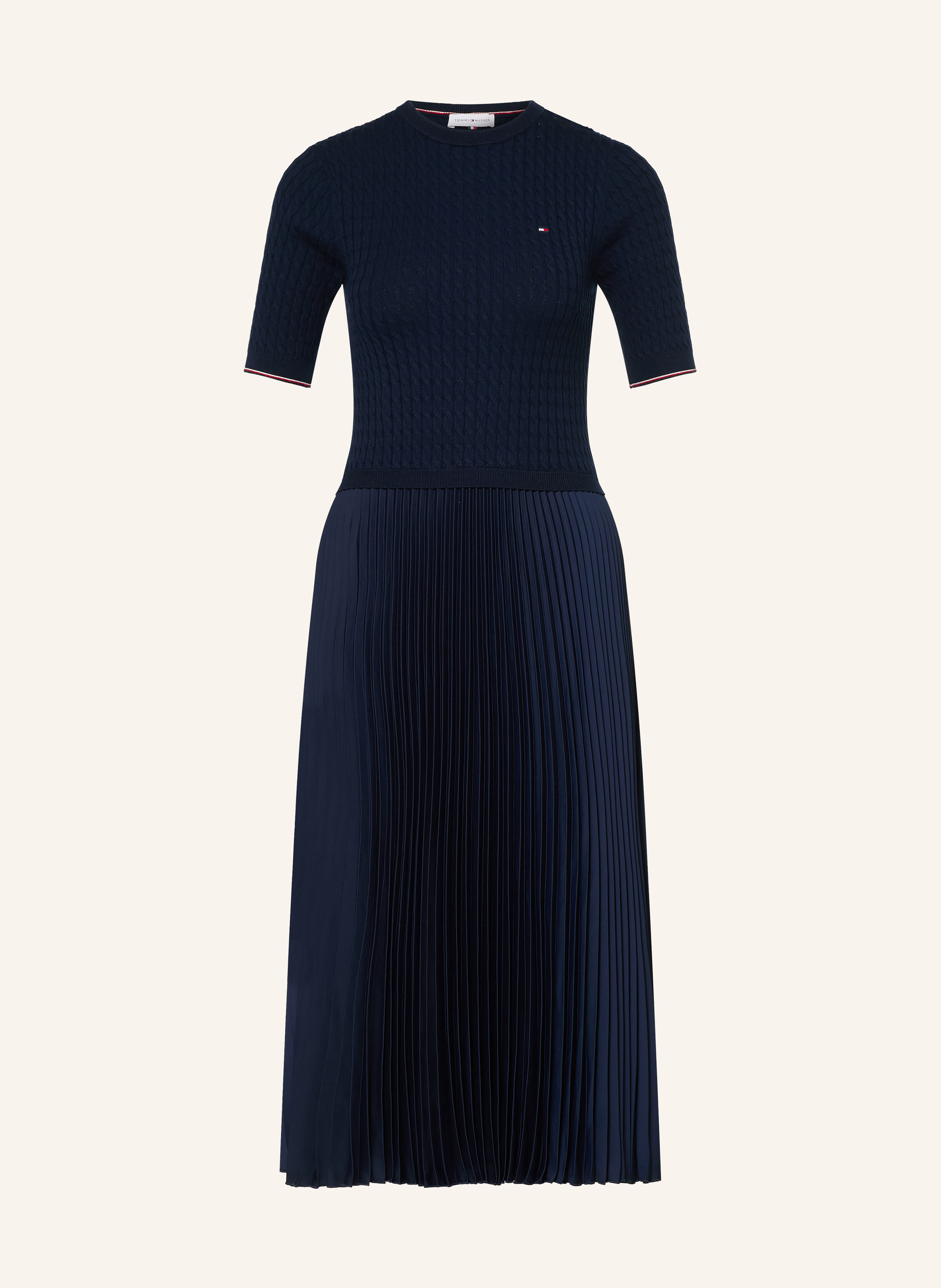 TOMMY HILFIGER Strickkleid im Materialmix mit Plissees