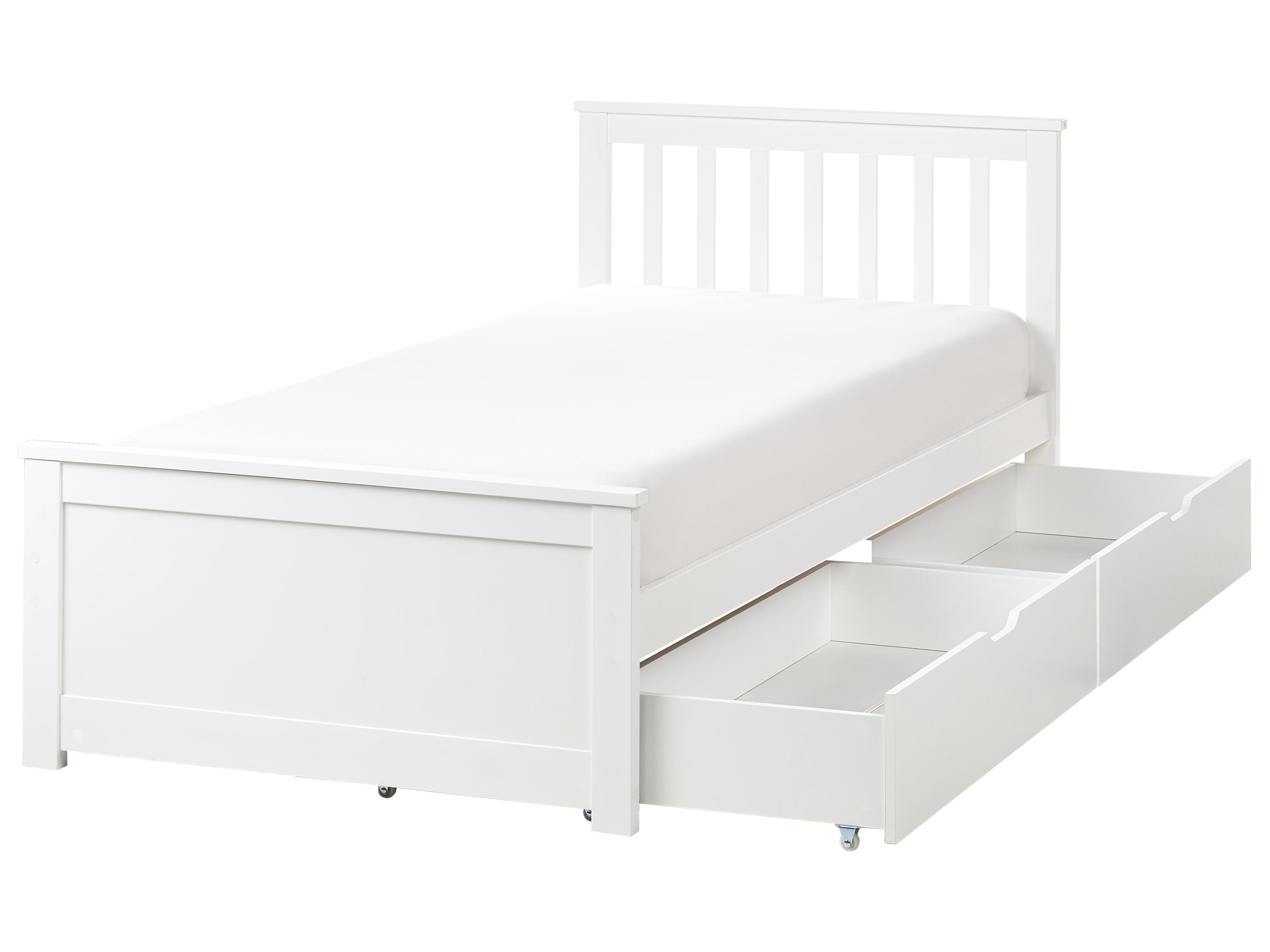 Bed with 2 Drawers Pine Wood OLENDON 90 x 200 cm (EU Single) White