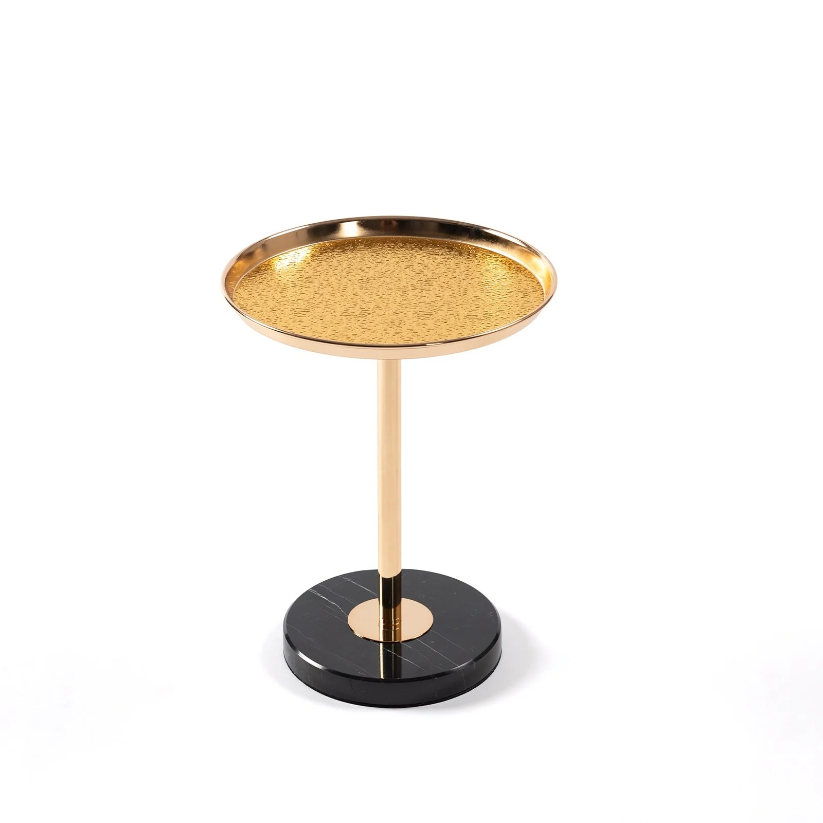 Adjustable Side Table, Small Tea Martini Table, Gold, Natural Marble Decorative Pedestal End Table for Display and Storage