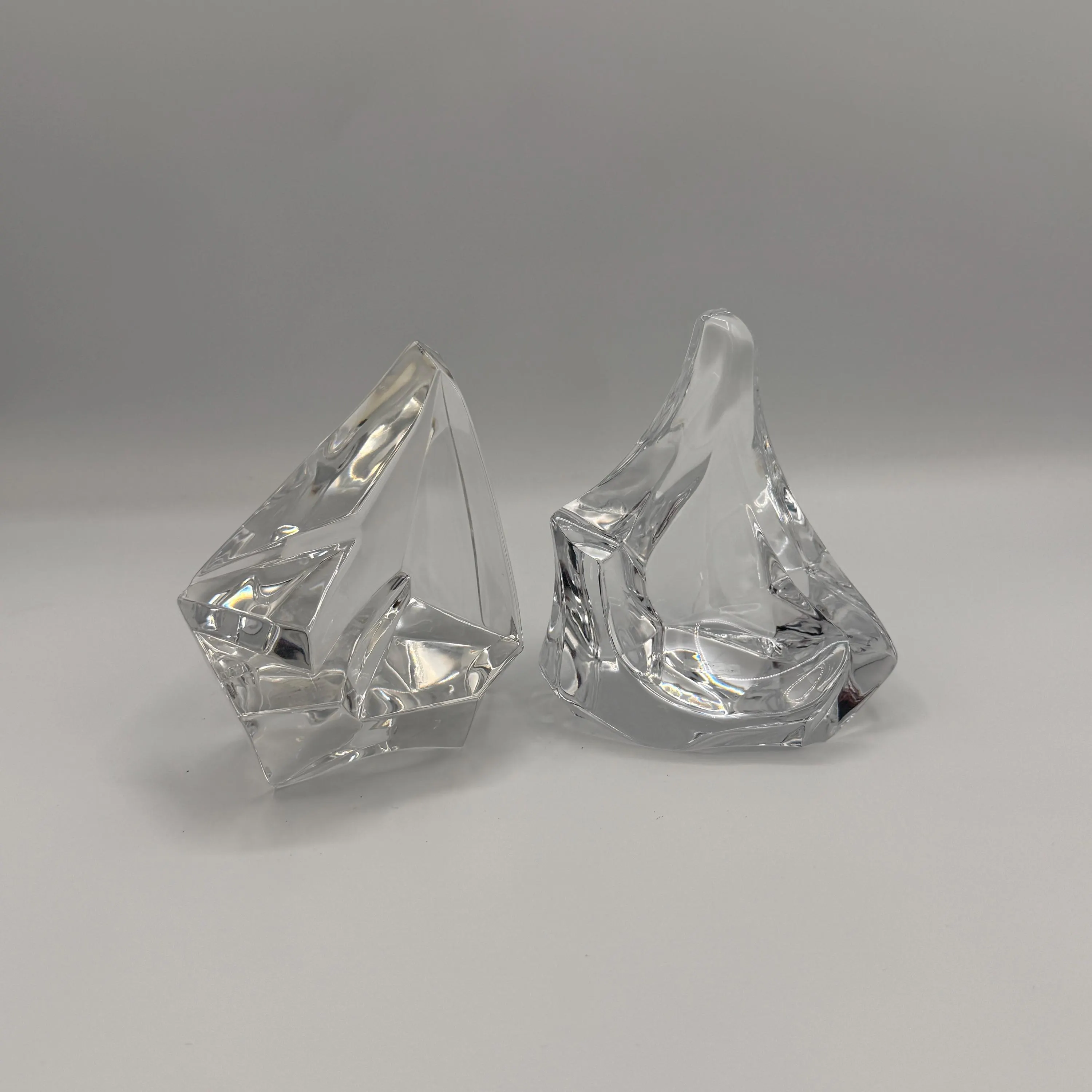 Vintage 1987 Franklin Mint Crystal Caper Art Glass Iceberg Set of 2 | Heavy Glass Paperweights | Signed James Carpenter Collectible