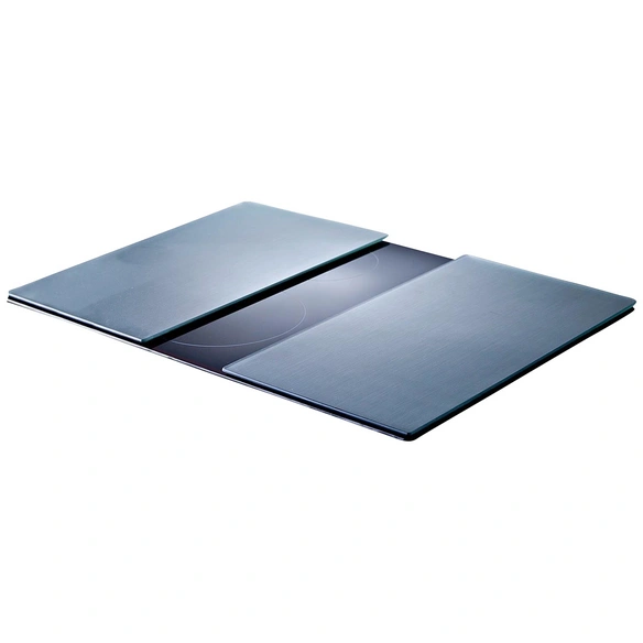 Herdabdeck-/Schneideplatte, Glas, silberfarben