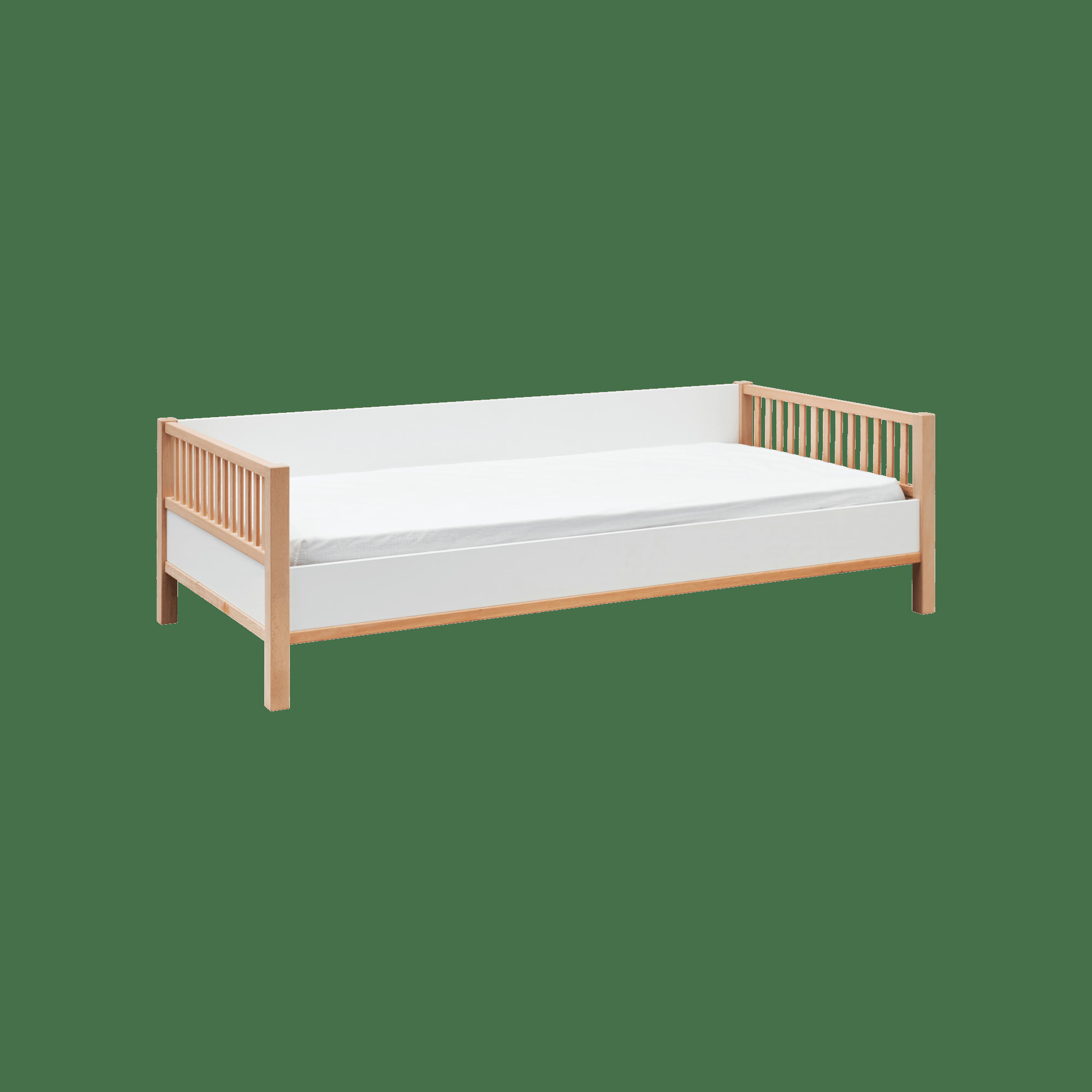 LEO - Lit en bois enfant 90 x 190 cm blanc et bois
