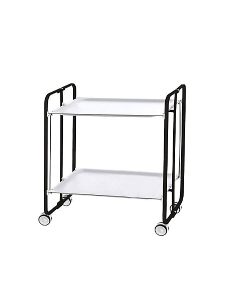 Desserte pliante BAUHAUS avec roulettes, Structure noire, 2 niveaux, 4 positions