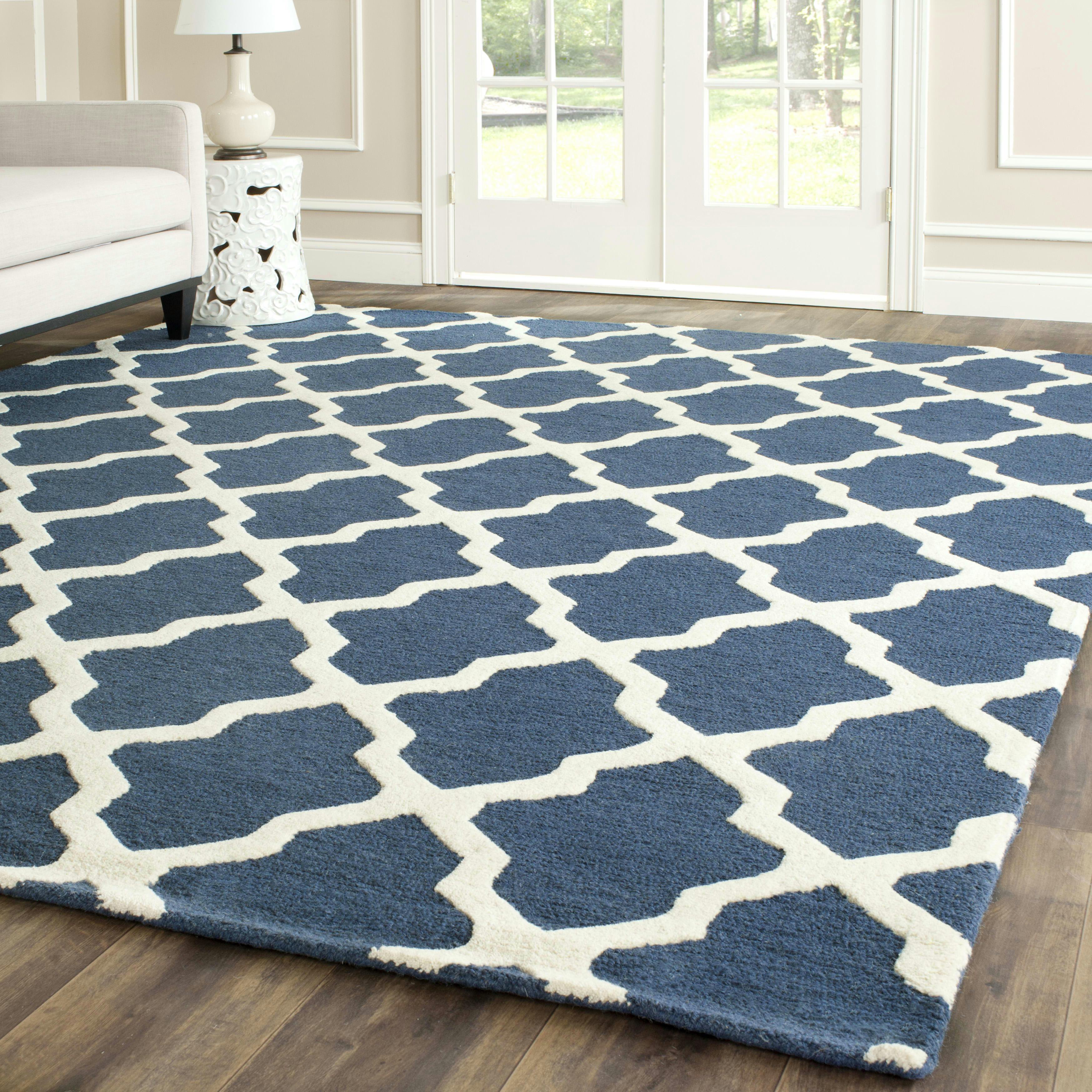 CAMBRIDGE - Tapis de salon interieur en bleu marine & ivoire, 183 x 274 cm