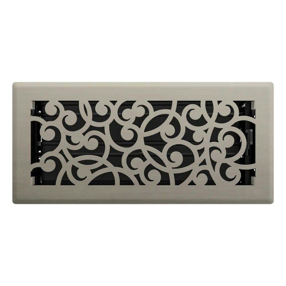 Imperial Wonderland Decorative Steel Floor Register, Adjustable, Brushed Nickel, 3 x 10-in