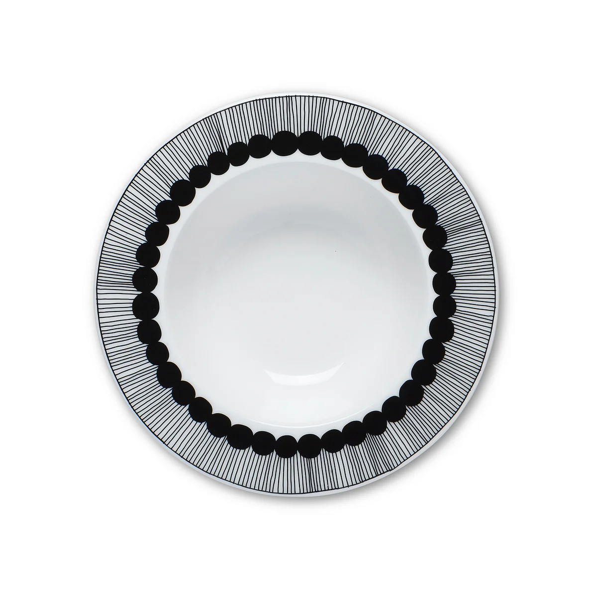 Marimekko - Oiva Siirtolapuutarha Tiefer Teller, Ø 20 cm, schwarz / weiß
