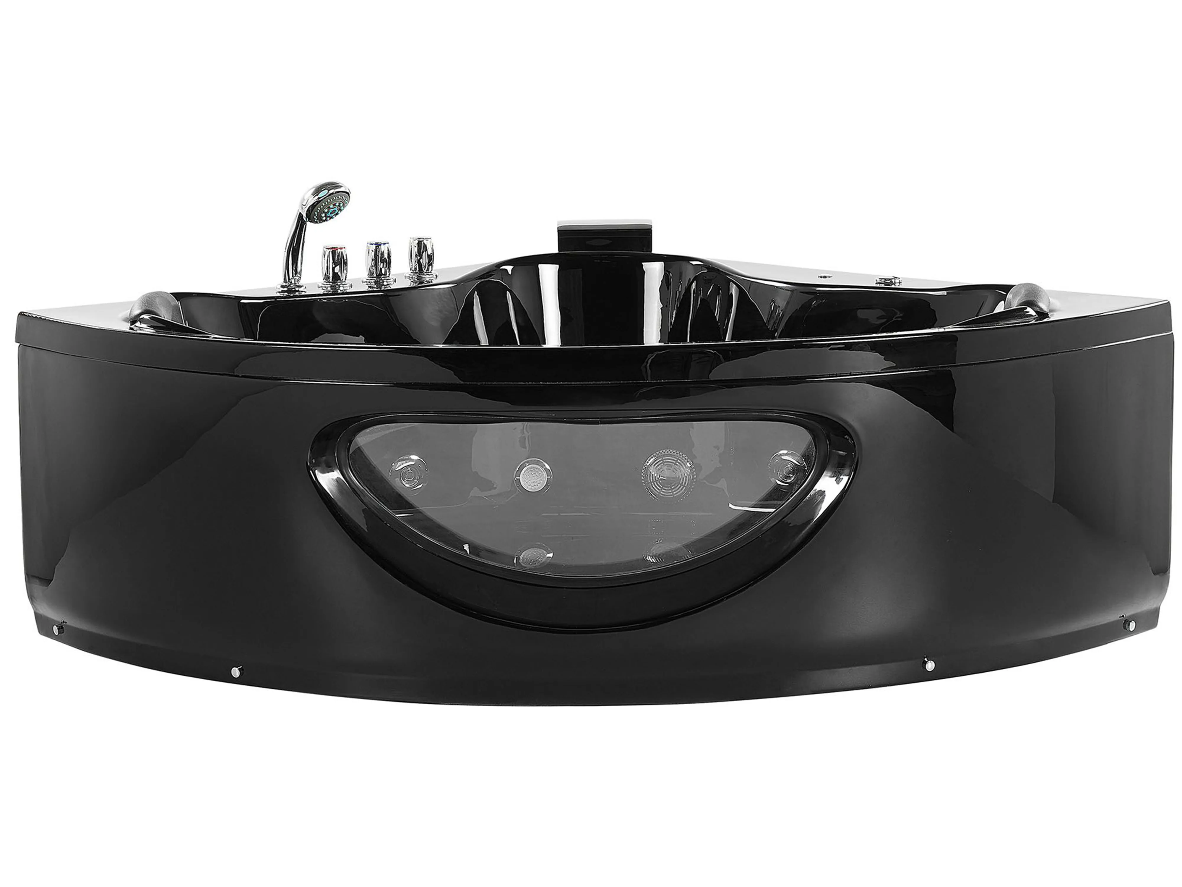 Corner Hot Tub with LED TOCOA 1900 x 1380 mm Black