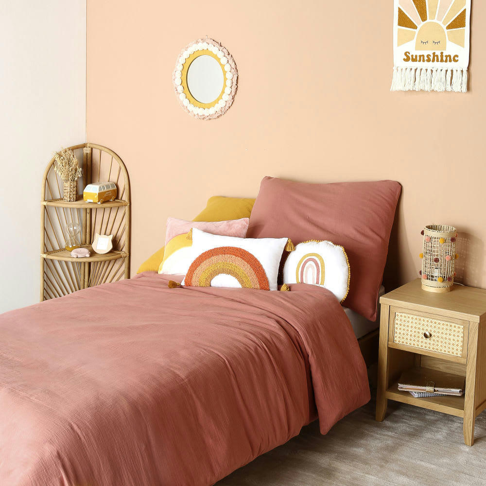 - Parure de lit enfant en coton biologique terracotta, 140x200
