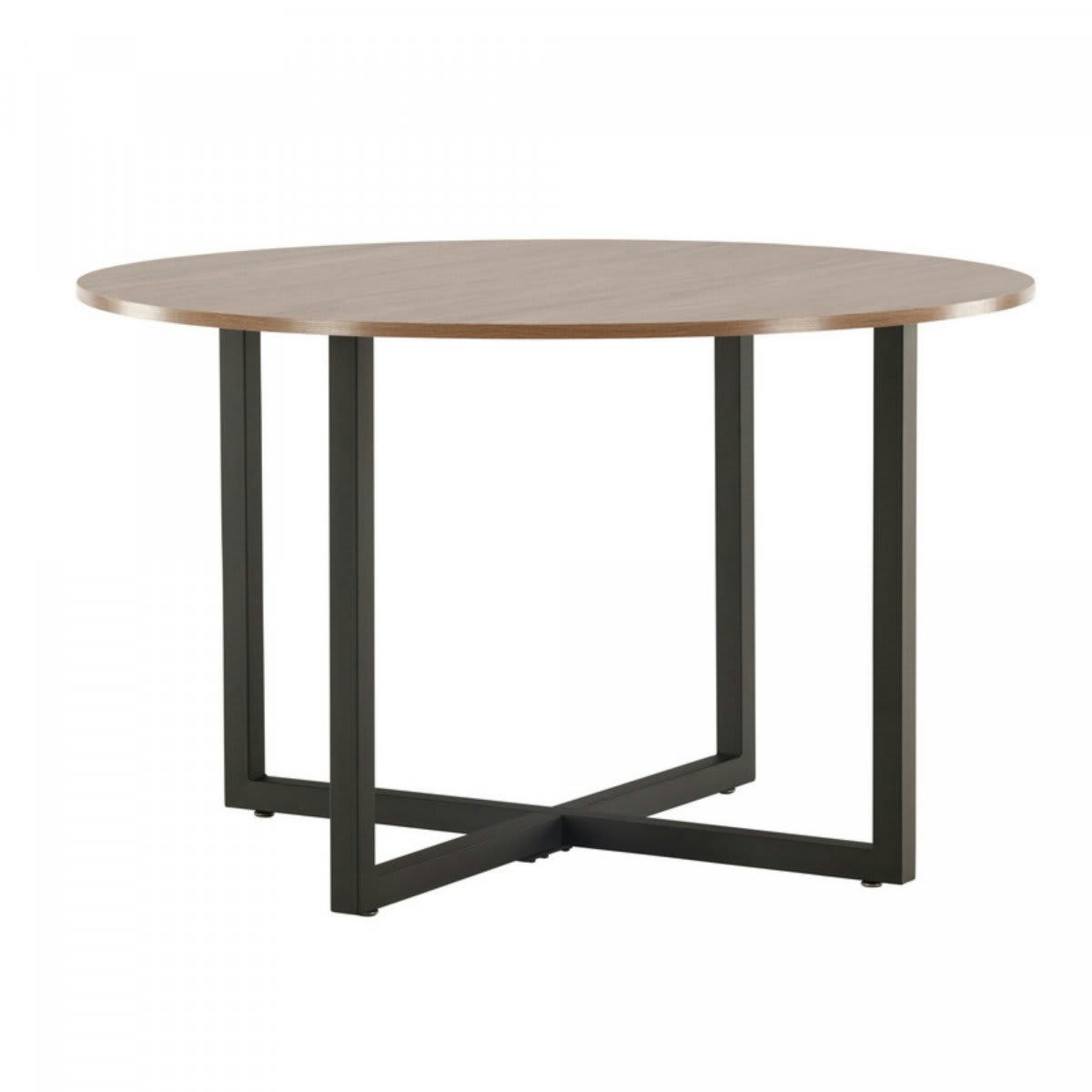 DURANA - Table à manger ronde 120cm en bois et métal noir