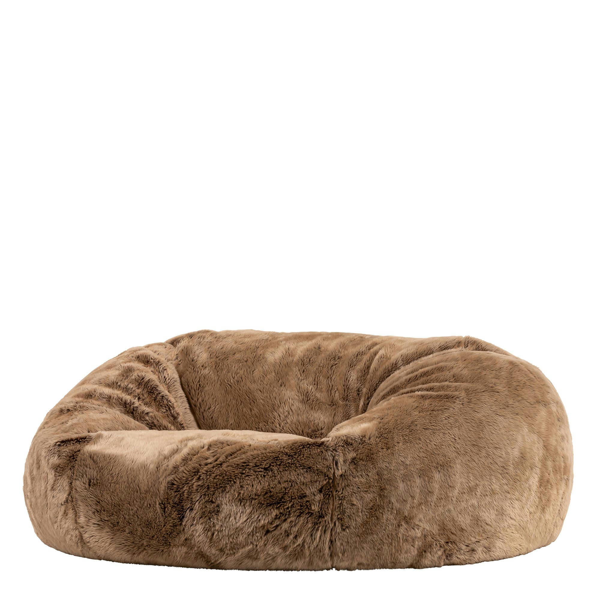 - Pouf géant canapé fausse fourrure beige vison