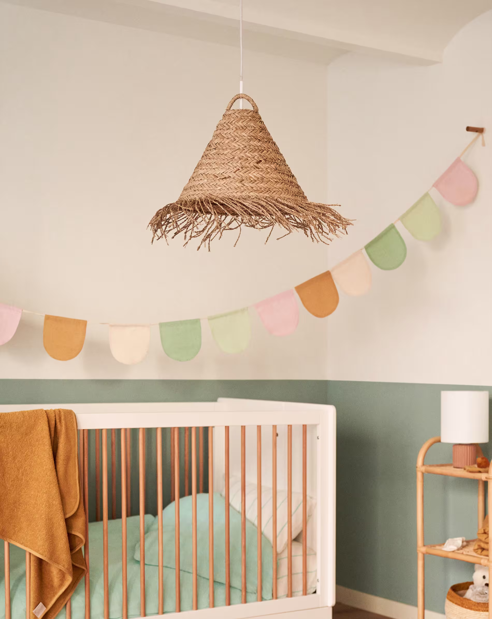 Pantalla para lámpara de techo Fonteta de fibras naturales con acabado natural Ø 40 cm