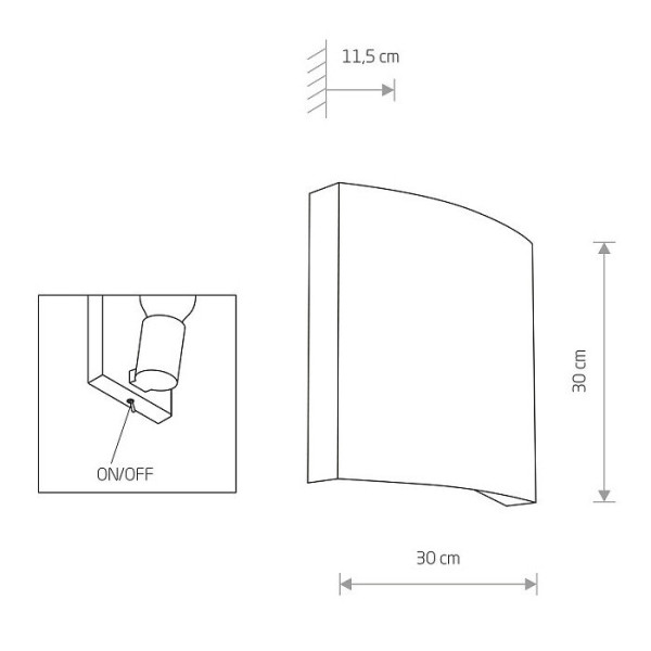 Kinkiet szary BORDE 1xE27x40W wym:30x30x11,5cm IP20 Nowodvorski
