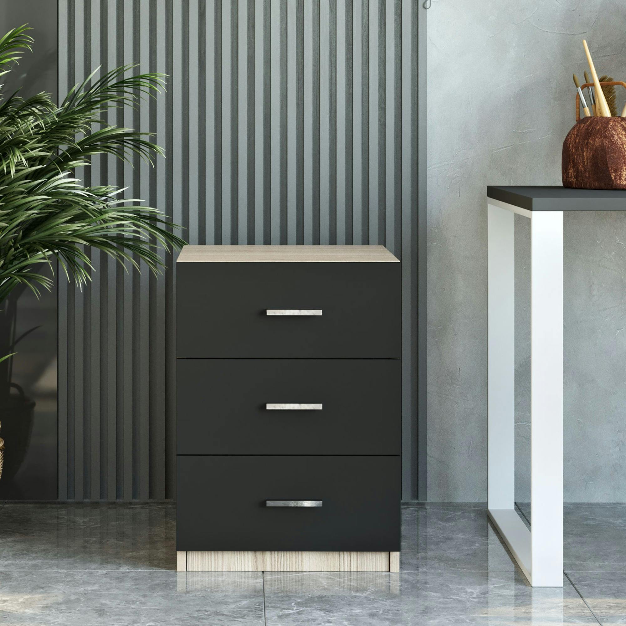 Caisson de bureau 3 tiroirs effet chêne et gris MARFA