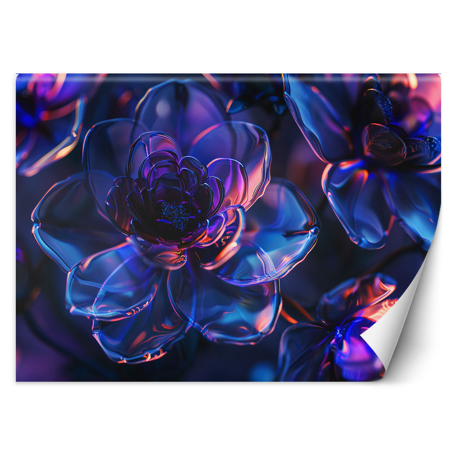Feeby Fototapeta, Granatowe szklane kwiaty - głębia 3D 150x105