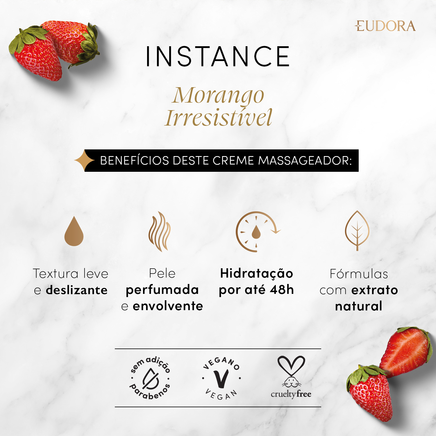 Creme de Massagem Instance Morango Irresistível 180ml