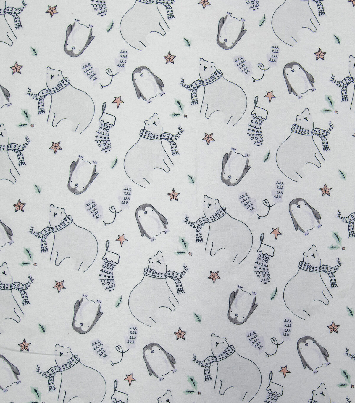 Super Snuggle Winter Bear & Penguins Flannel Fabric