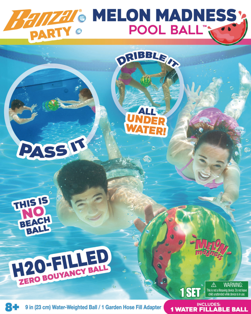 Banzai Melon Madness Watermelon Pool Ball, Green