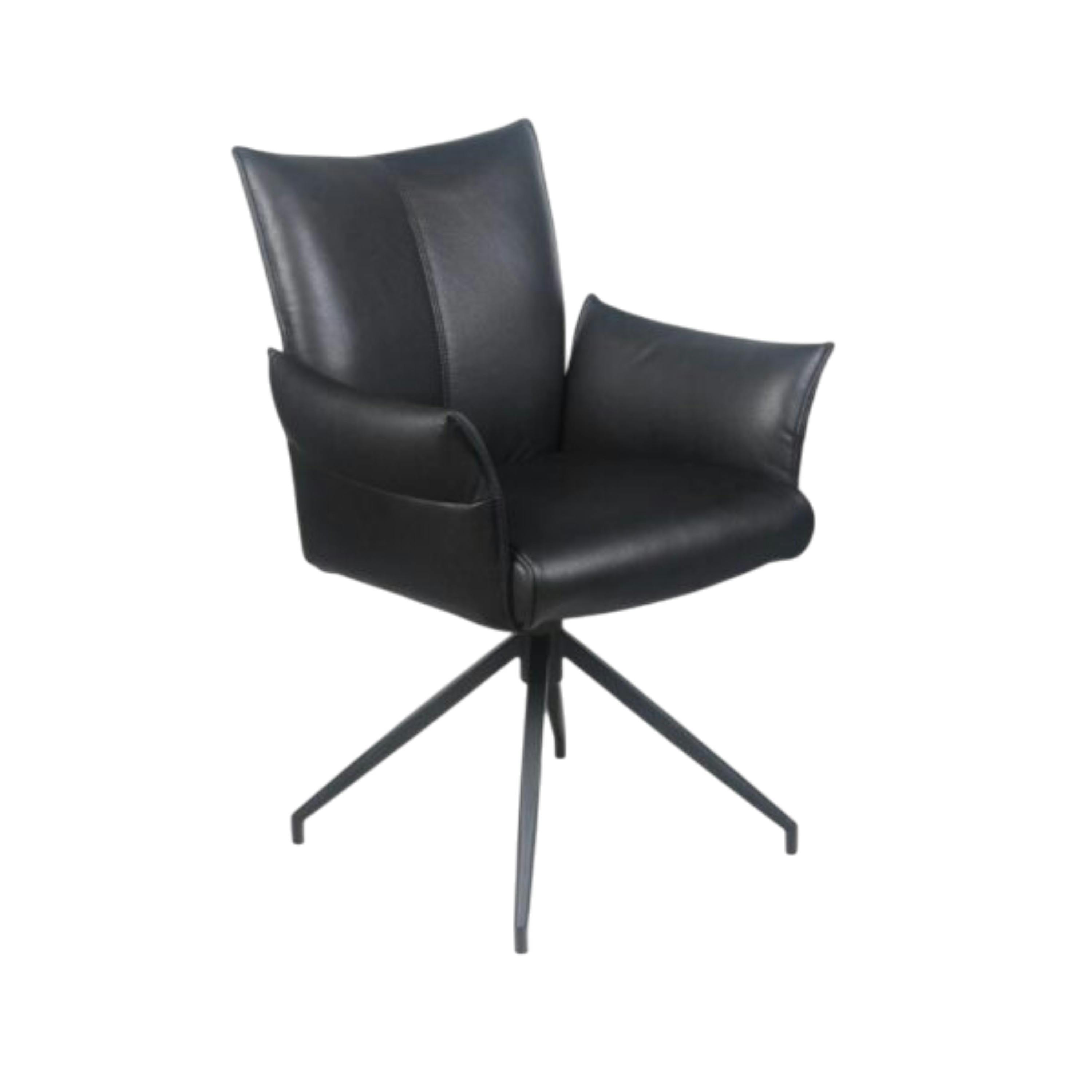 Fauteuil de table pivotant cuir noir (x2) LOMBARDIE